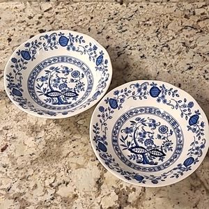 Longines 🧅 Synphenette BLUE ONION set of 2 white and blue bowls